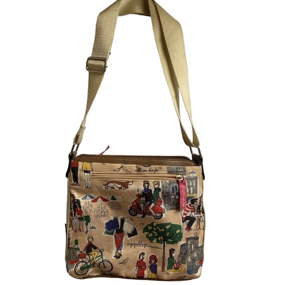 Canvas City Scene Crossbody Bag – Adjustable Strap & Zipper Pockets - Picture 3 of 8